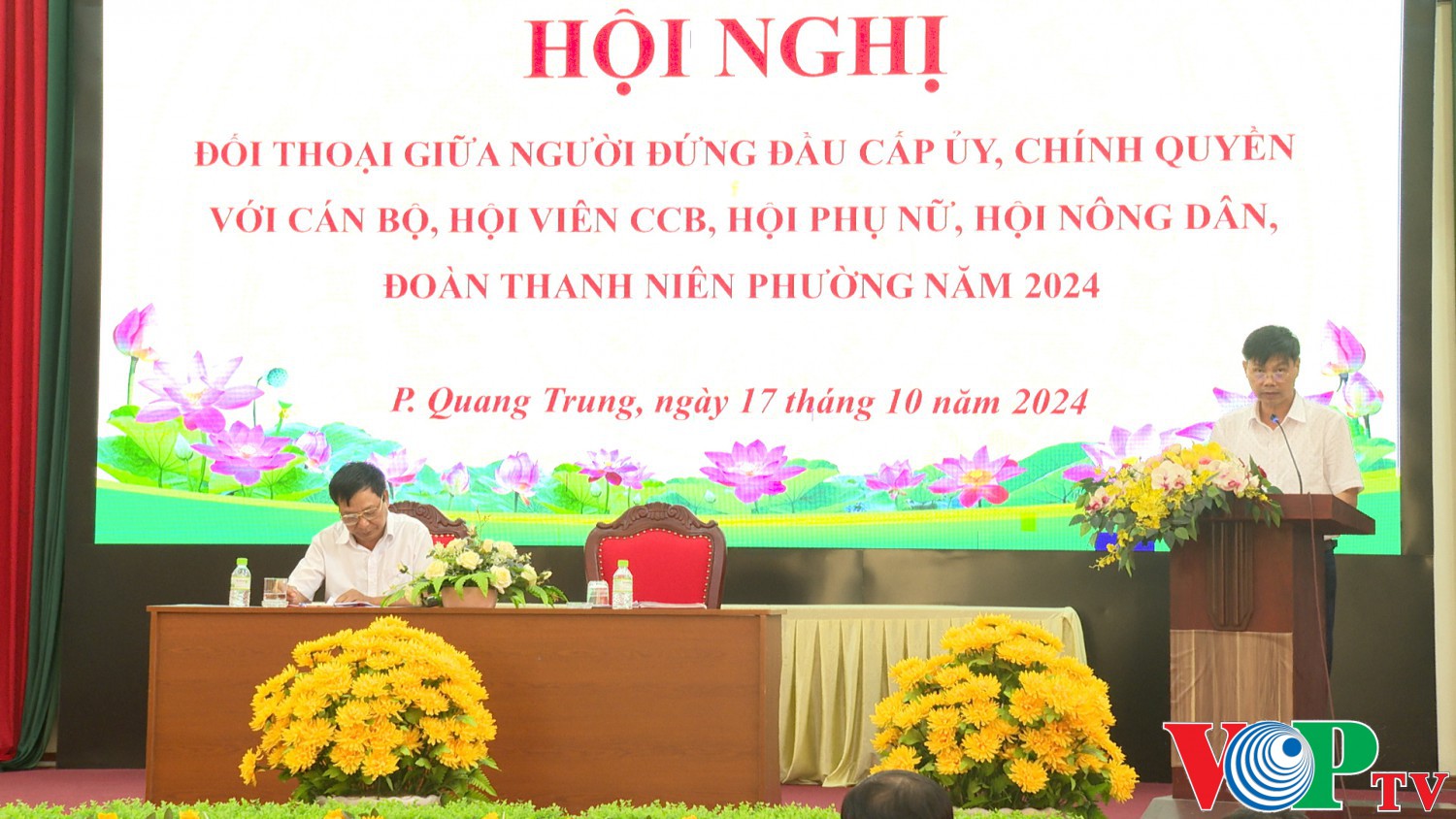 Đảng ủy phường Quang Trung tổ chức hội nghị đối thoại giữa người đứng đầu cấp ủy, chính quyền với cán bộ, hội viên Hội Cựu Chiến binh, Hội Phụ Nữ, Hội nông dân và Đoàn Thanh niên phường