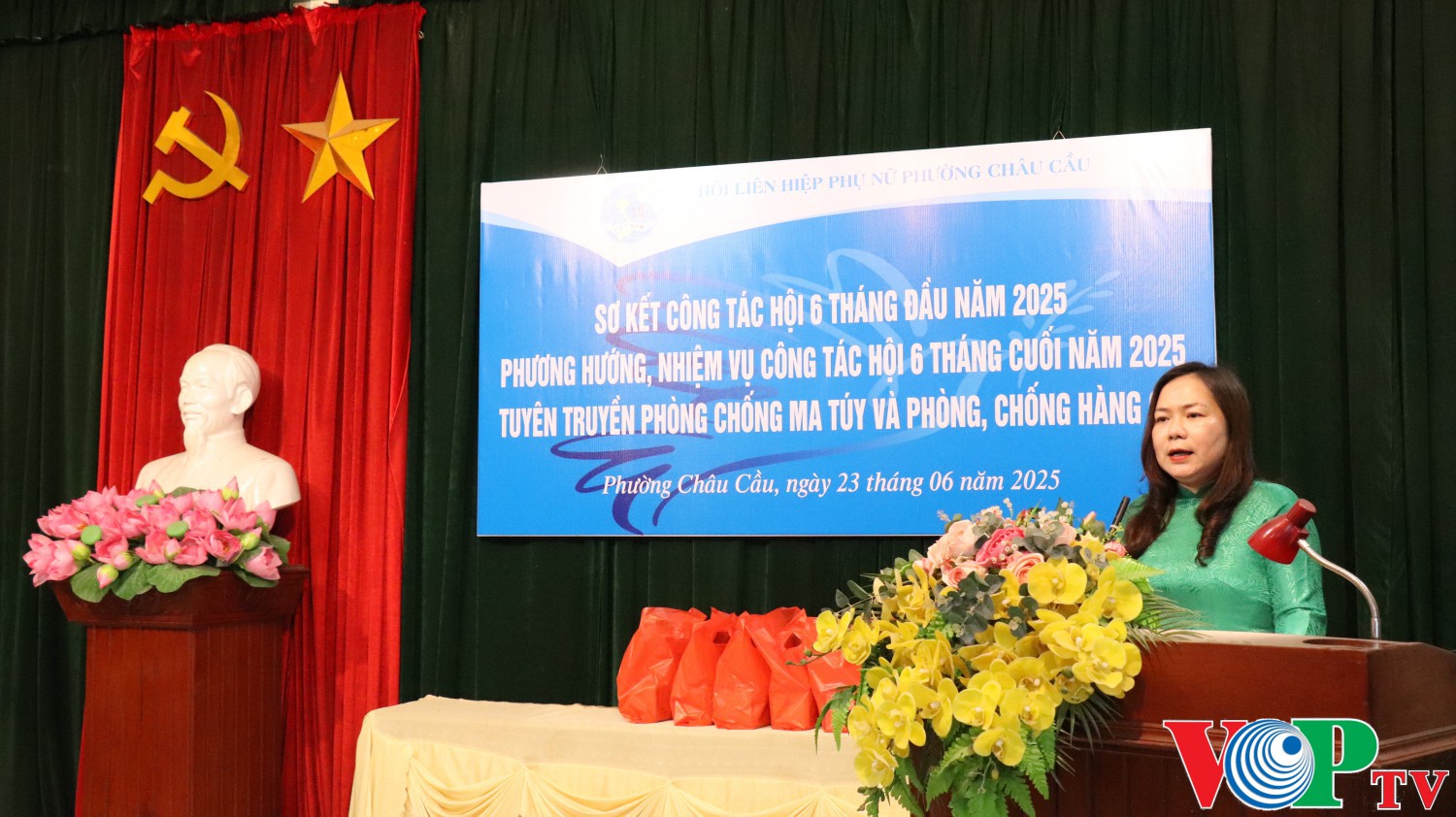 Hội LHPN phường Châu Cầu Sơ kết công tác Hội 6 tháng đầu năm 2025; Tuyên truyền phòng chống Ma túy và phòng, chống hàng giả.